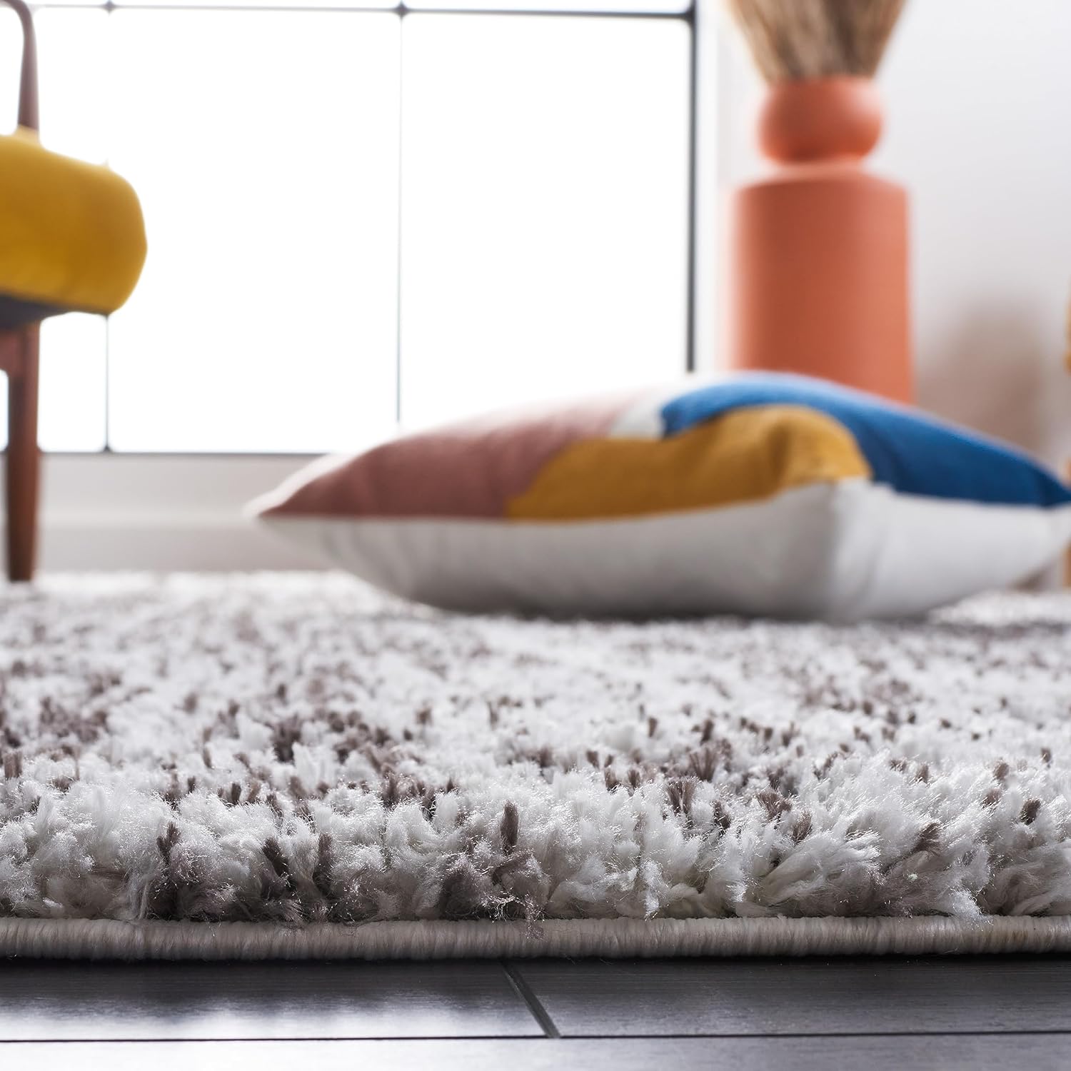SAFAVIEH Berber Shag Collection – Alfombra de área de 3 x 5 pies, gris y gris oscuro, diseño abstracto moderno, 1.2 pulgadas de grosor, ideal para