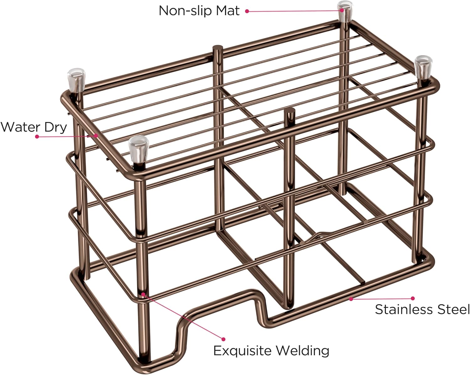 HBlife Soporte pequeño para cepillos de dientes para baño, 5 ranuras de bronce de acero inoxidable, accesorios de baño, organizador para espacios