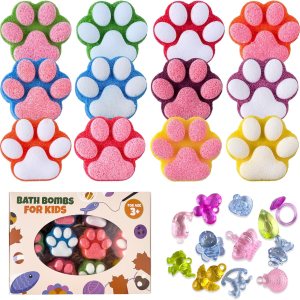 Bomba de baño de patas para niños con juguetes sorpresa en el interior, 12 piezas coloridas hechas a mano de bola de baño natural con juguetes de Bomba de baño de patas para niños con juguetes sorpresa en el interior, 12 piezas coloridas hechas a mano de bola de baño natural con juguetes de