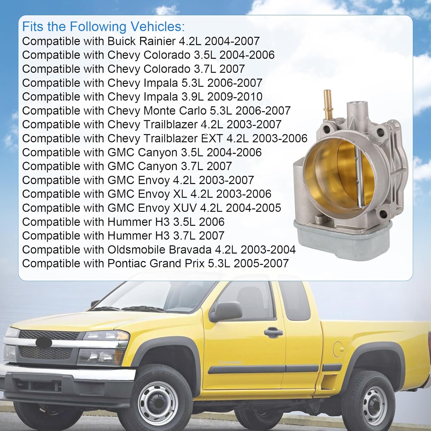 Cuerpo electrónico del acelerador compatible con Buick Rainier Chevy Colorado Impala, Monte Carlo, Trailblazer GMC Canyon Envoy Hummer H3Pontiac