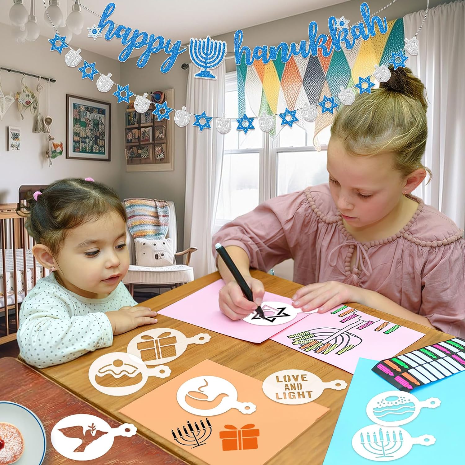 JULBEAR 36 plantillas reutilizables para galletas de Hanukkah, menorá Dreidel para galletas, café, bricolaje, Hanukkah, vacaciones, hornear,