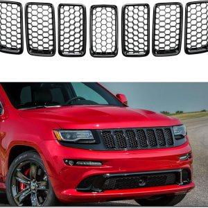 7 piezas de insertos de rejilla frontal de malla de panal negro brillante reemplazan para Jeep Grand Cherokee WK Laredo 7 piezas de insertos de rejilla frontal de malla de panal negro brillante reemplazan para Jeep Grand Cherokee WK Laredo