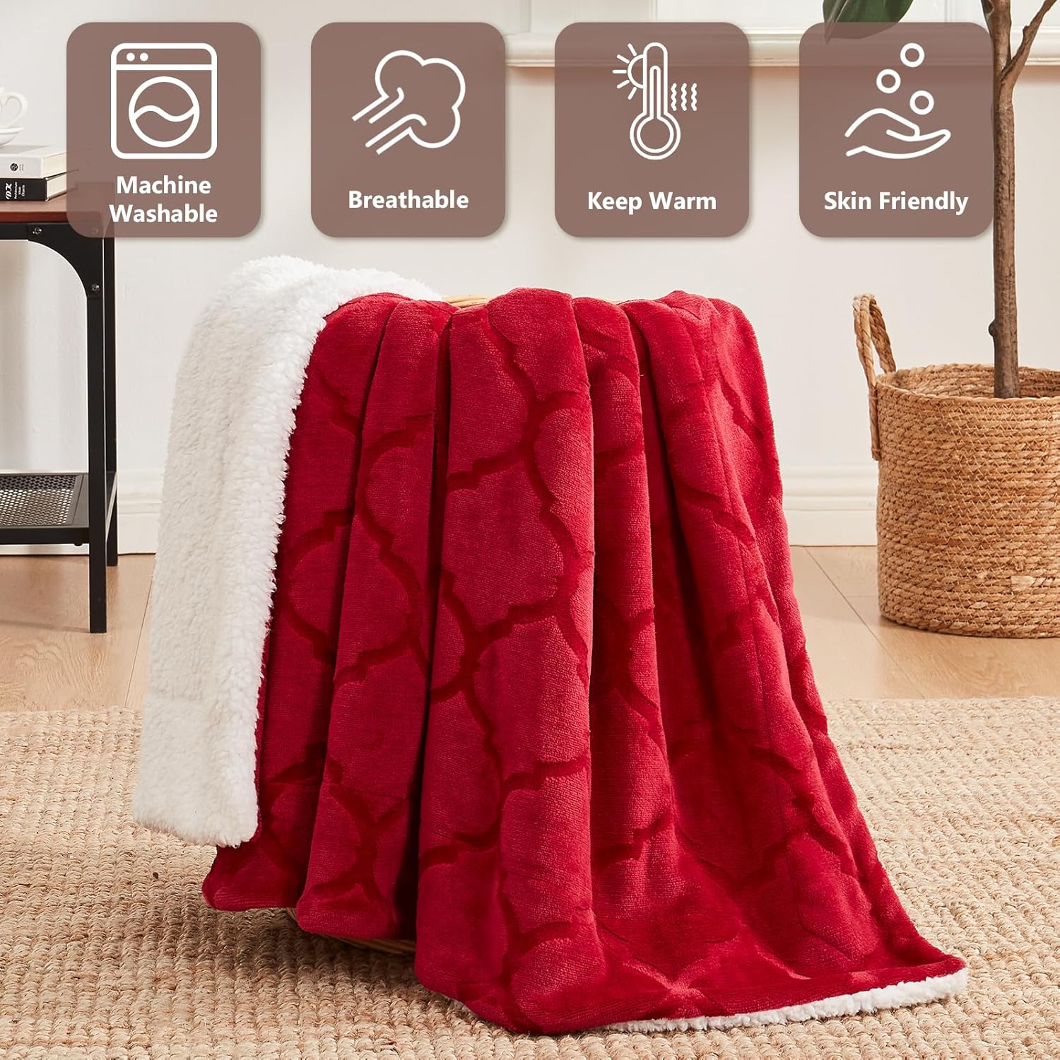 L’AGRATY Manta Sherpa  Manta de felpa para cama  Manta suave y mullida de 50 x 60 pulgadas  Manta cálida y esponjosa para silla y sofá  Manta de