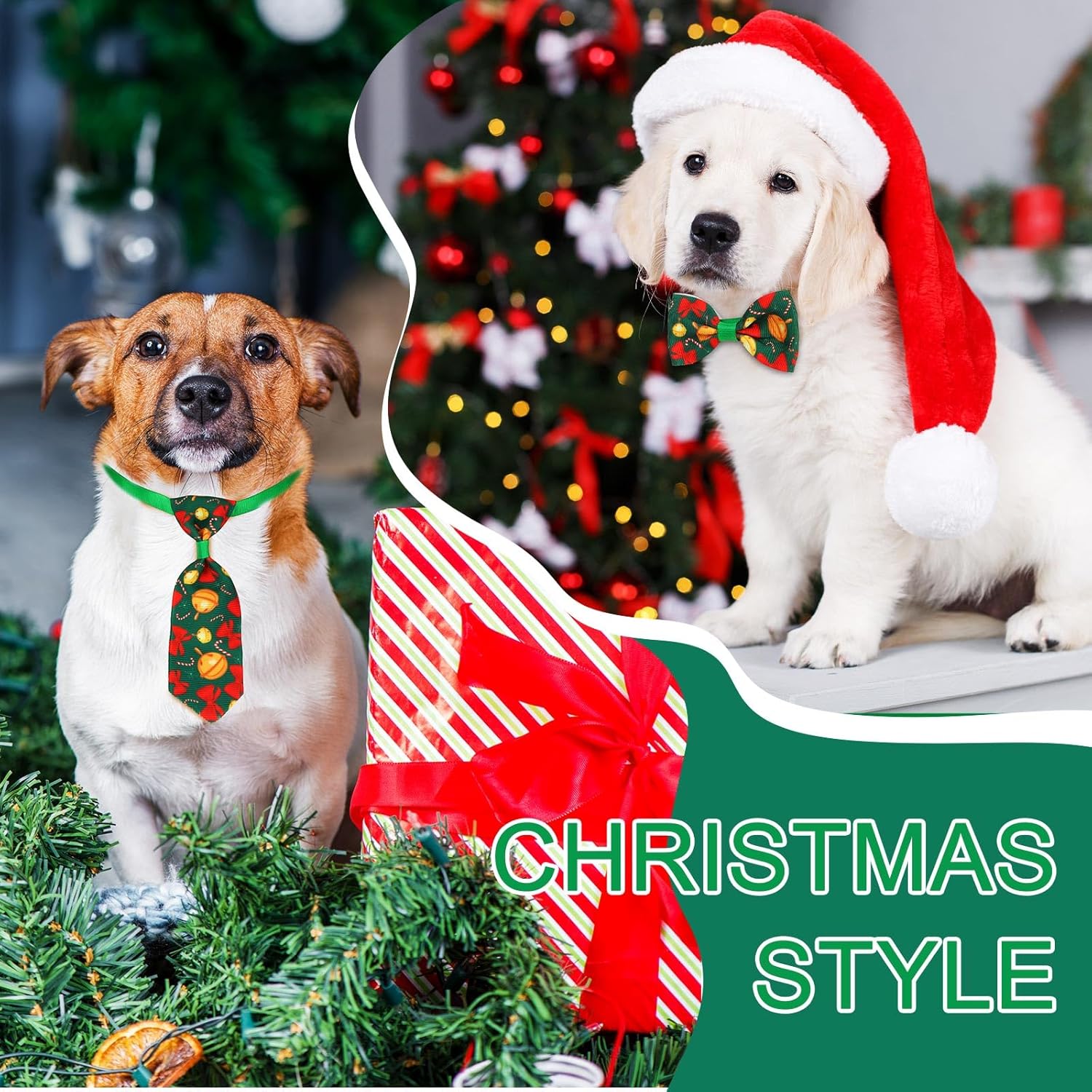 Chunful Juego de 150 corbatines de Navidad para perros y gatos, accesorios de aseo para perros pequeños y medianos (Santa Claus)