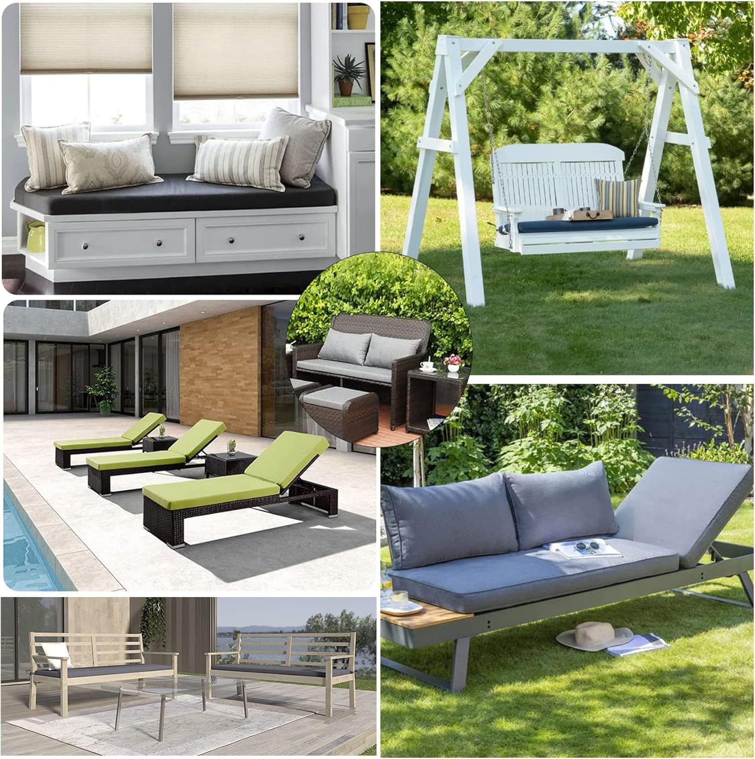 Cojín de banco personalizado, cojín de silla personalizado, cojín de cuero para interiores y exteriores, cojín impermeable para muebles de jardín,