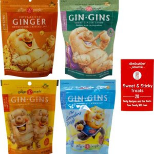 Gin Gins Ginger Chews Caramelo de jengibre masticable variedad de 4 sabores (1) cada uno doble fuerza, original, súper fuerte, jengibre Gin Gins Ginger Chews Caramelo de jengibre masticable variedad de 4 sabores (1) cada uno doble fuerza, original, súper fuerte, jengibre