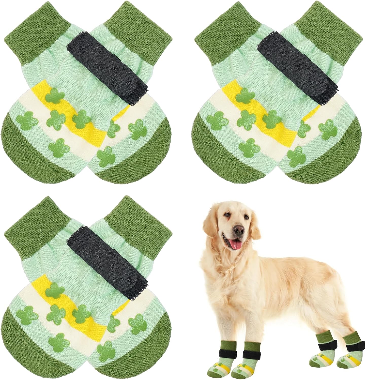 Kuoser Calcetines para perros, calcetines antideslizantes para perros grandes, calcetines de agarre suave para suelos de madera dura, protector de