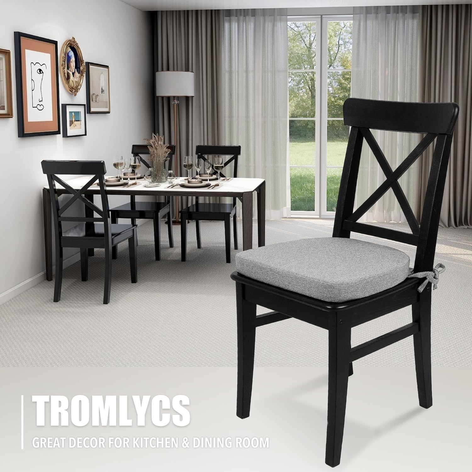 Tromlycs Cojines de silla para sillas de comedor, almohadillas de cocina, paquete de 4 asientos de habitación para interiores en forma de U,