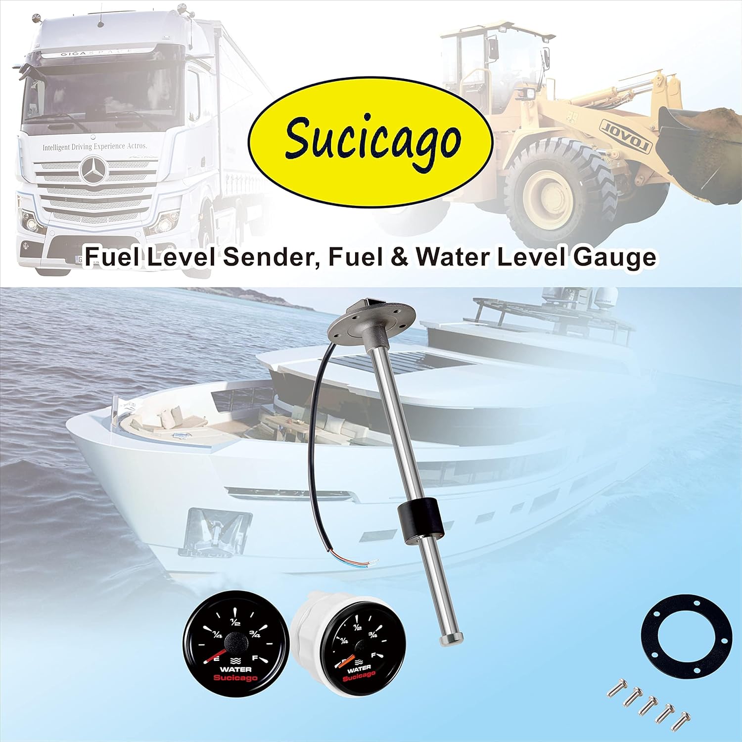 Fuel Sender Marine – Unidad de envío de tanque de combustible de 17 pulgadas (16.929 in), flotador de acero inoxidable, nivel de combustible, unidad
