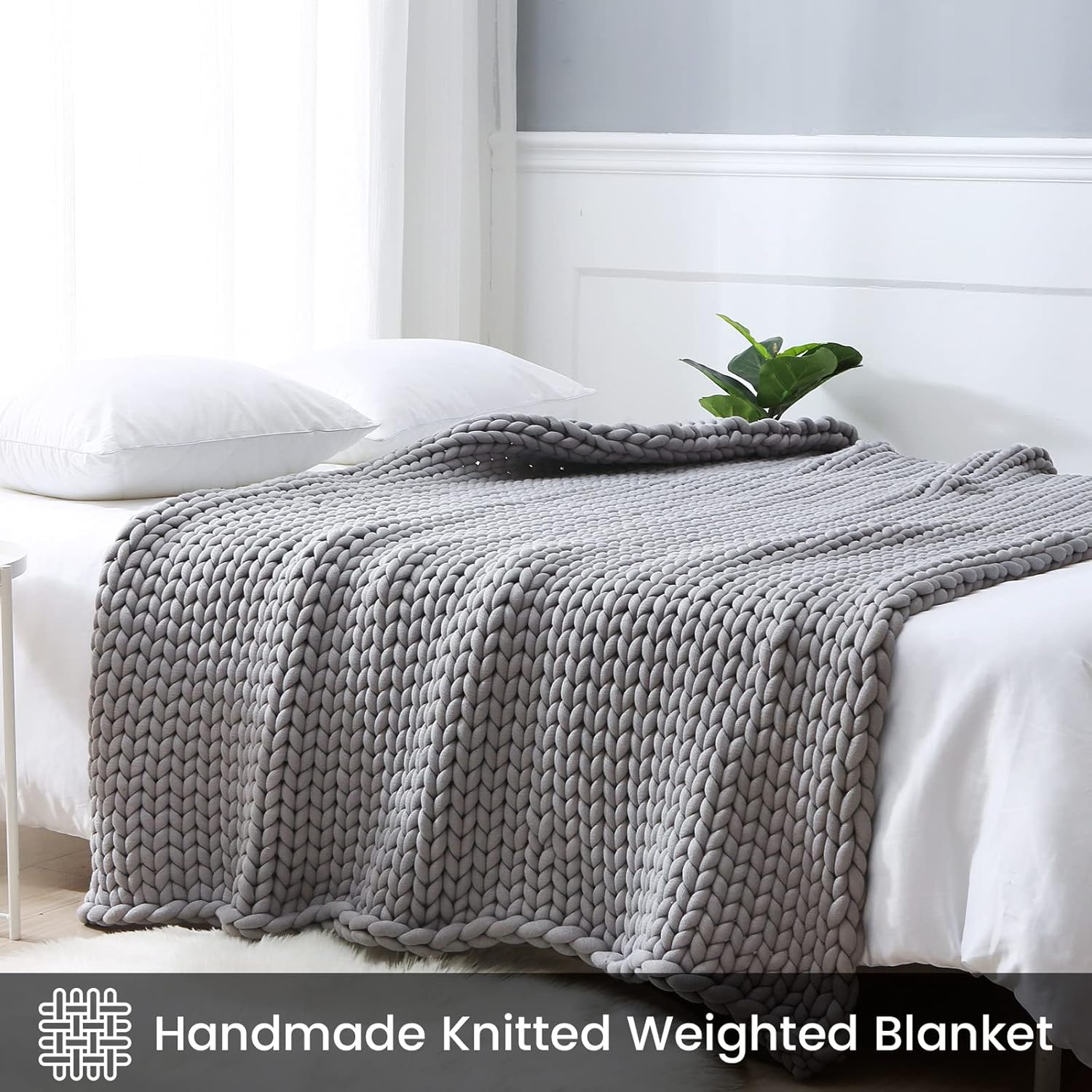 ZonLi Manta de punto con peso de 48 x 72 pulgadas, 15 libras, manta de punto grueso hecha a mano tamaño individual para dormir, decoración del hogar