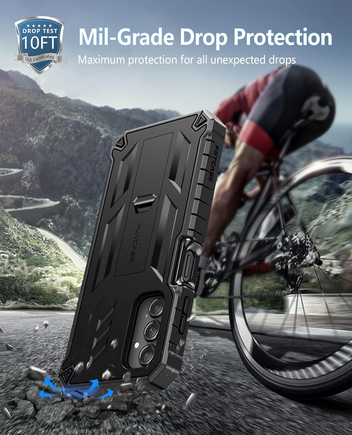 FNTCASE for Samsung Galaxy A14-5G Case Dual-Layer Protective Textured Shockproof Rugged TPU Cover with Kickstand  Military Grade Drop Protection