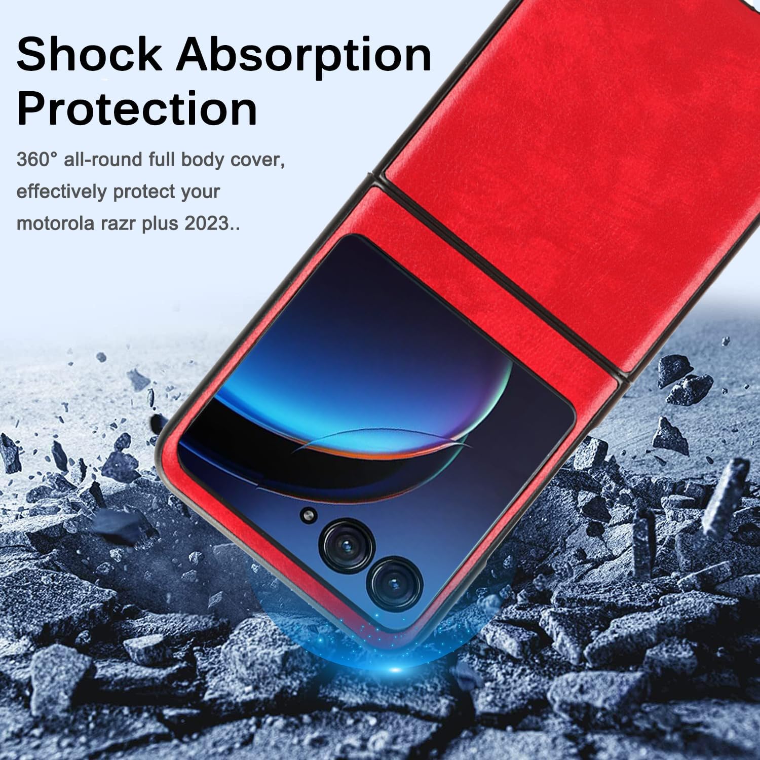 Miimall Funda protectora de piel resistente a los arañazos para Motorola Razr Plus 2023, Moto Razr Plus, color rojo