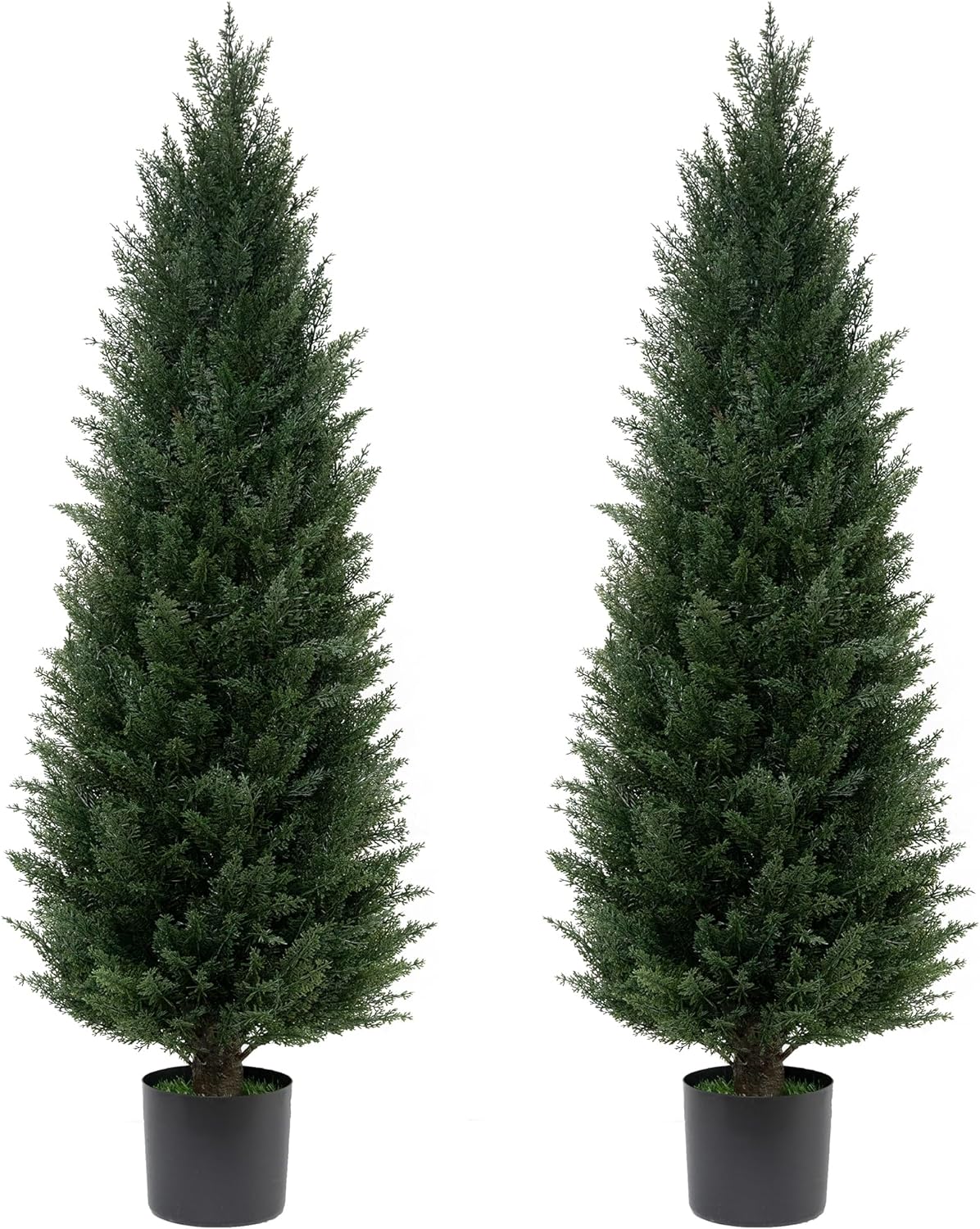 ECOLVANT Dos árboles de cedro artificiales de 4 pies, topiario artificial resistente a los rayos UV, planta artificial para exteriores para jardín