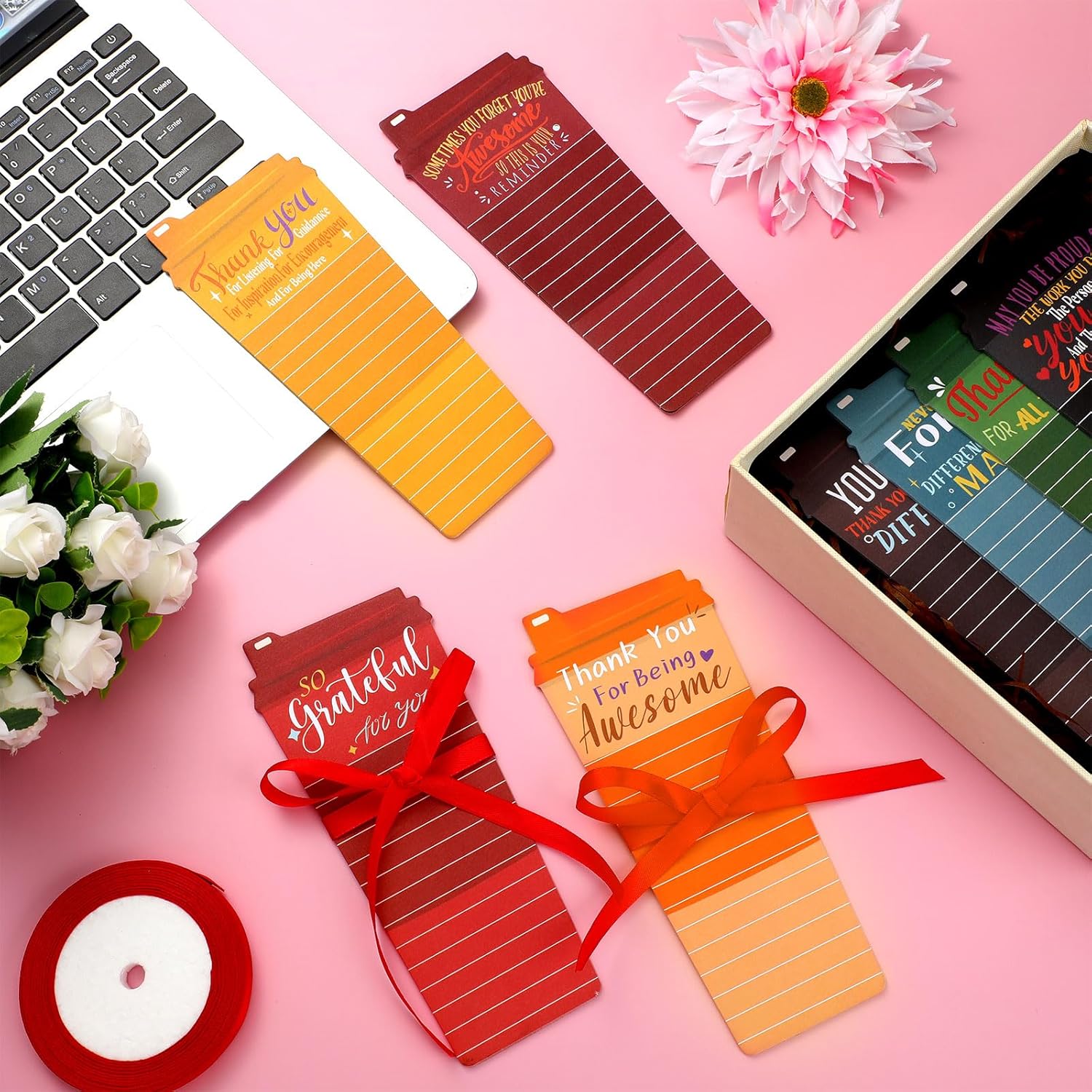 16 juegos de tazas de café, bloc de notas inspiradoras con bolígrafo, divertidas notas adhesivas motivacionales, bloc de agradecimiento para niños,