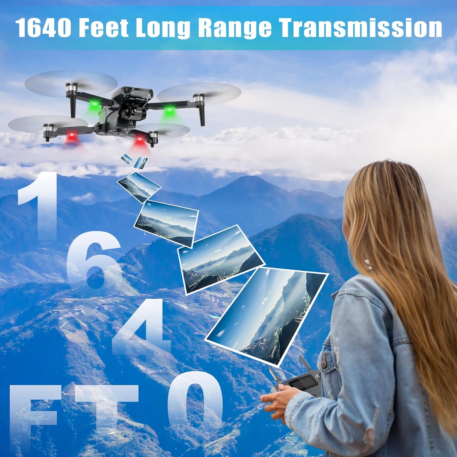 Dron con cámara 4K RC Quadcopter para adultos, transmisión de video de largo alcance de 1640 pies, cardán de 3 ejes, tiempo de vuelo de 46 minutos