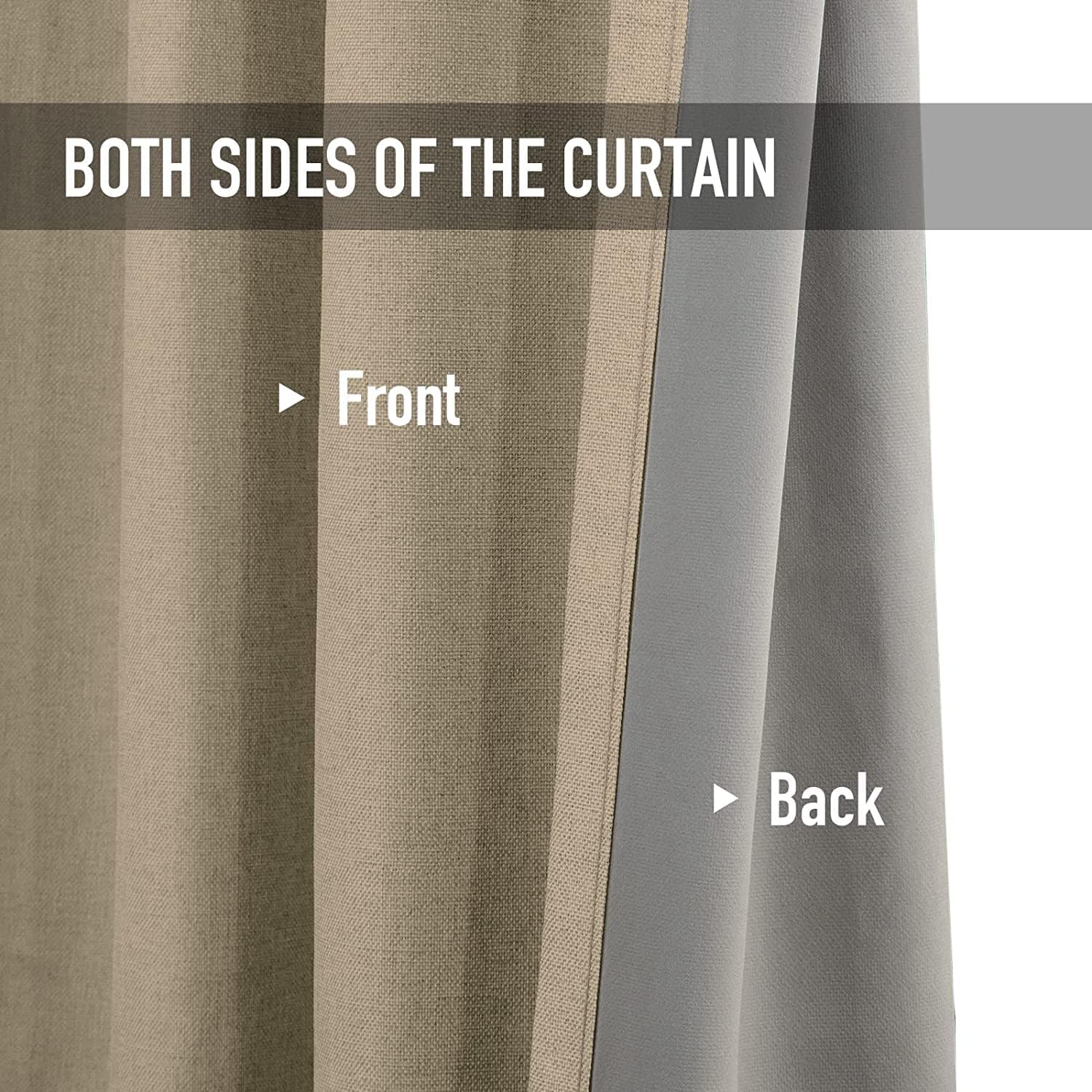 Cortinas 100% opacas para puerta corrediza, cortinas de lino con textura extra anchas de 63 pulgadas de largo, cortinas con ojales para sala de