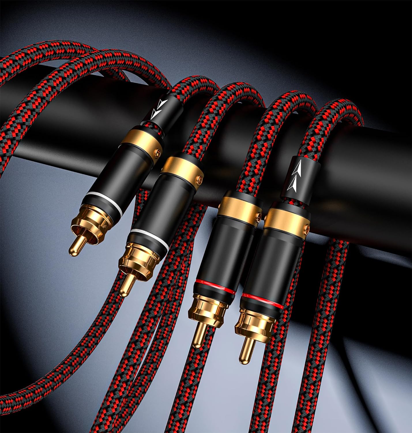 Auidophile 2RCA macho a 2RCA macho cable de audio estéreo, chapado en oro, núcleo de cobre 4N sin oxígeno (3 pies (3.3 ft)