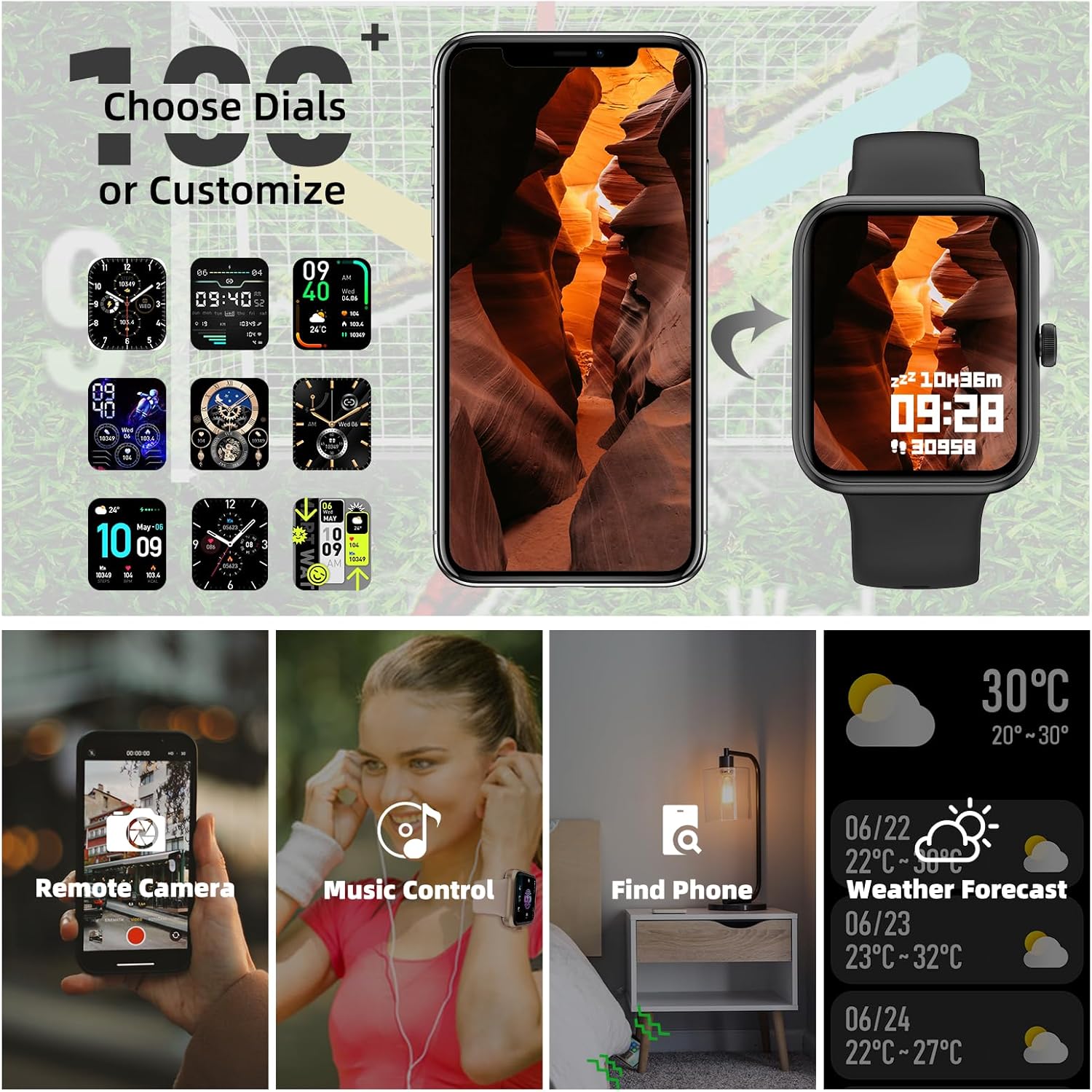 1.81″Smart Watch for Men Women with Bluetooth Call, Smartwatch for Android iOS Phone with Blood Oxygen Heart Rate Sleep Monitor, Fitness Tracker