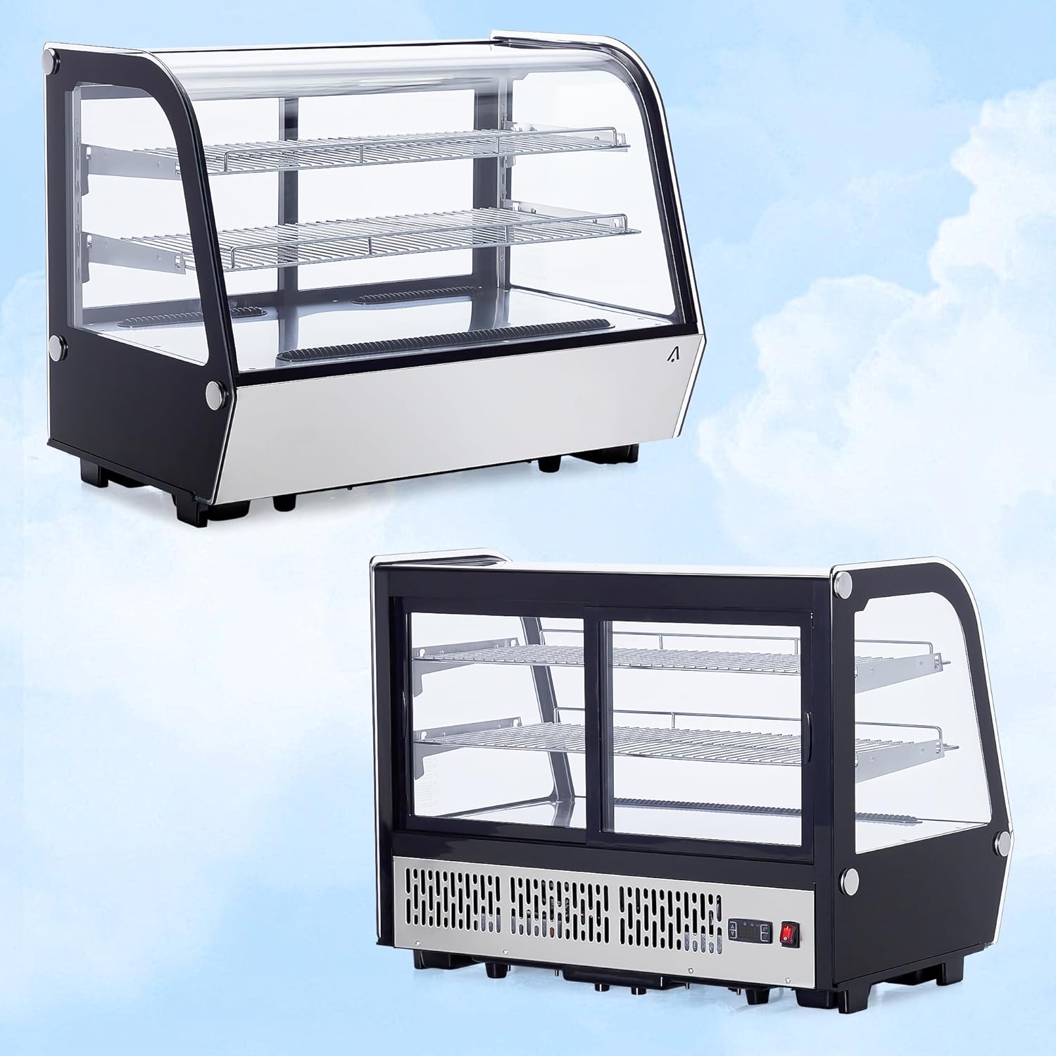 TackView Vitrina para refrigerador comercial de 4.6 pies cúbicos, con iluminación LED, vitrina de pastelería de 4.6 pies cúbicos, vitrina de vidrio