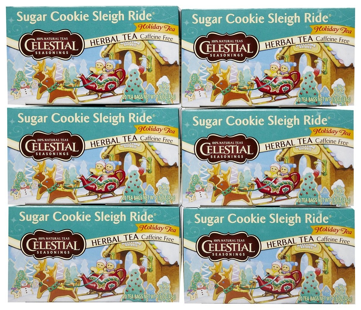 Celestial Seasonings Bolsas de té Sugar Cookie Sleigh Ride – 20 unidades – 6 paquetes