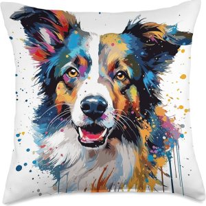 Border Collie Impressions  Artistic Design Border Collie Impressionistic – Almohada para mascotas, 18 x 18 pulgadas, multicolor Border Collie Impressions  Artistic Design Border Collie Impressionistic – Almohada para mascotas, 18 x 18 pulgadas, multicolor
