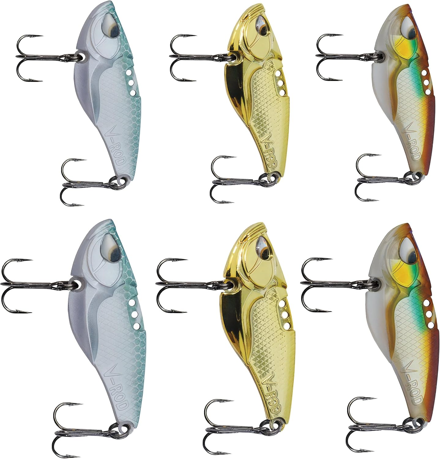 Acme V-Rod – Juego de 6 señuelos de pesca Acme de gran tamaño para lubina, trucha, lucioperca, salmón, lucio, panfish.
