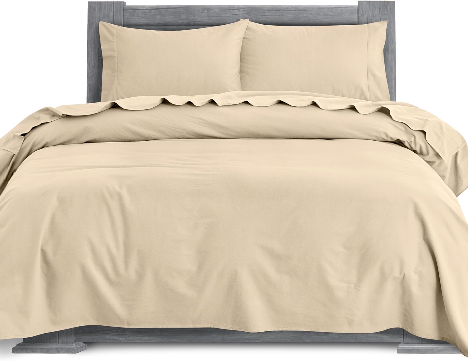 Elegant Comfort Juego de sábanas suaves de franela de 100% algodón turco, 4 piezas, calidad premium, sábana bajera con bolsillo profundo, ultra