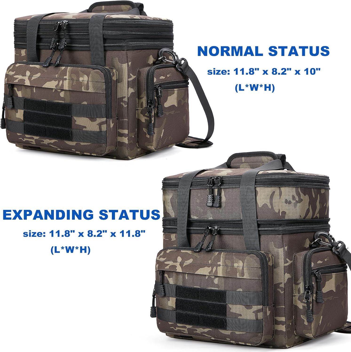 Lonchera táctica expandible para hombres, bolsa de almuerzo grande aislada con correa para el hombro, bolsa enfriadora de doble compartimento,
