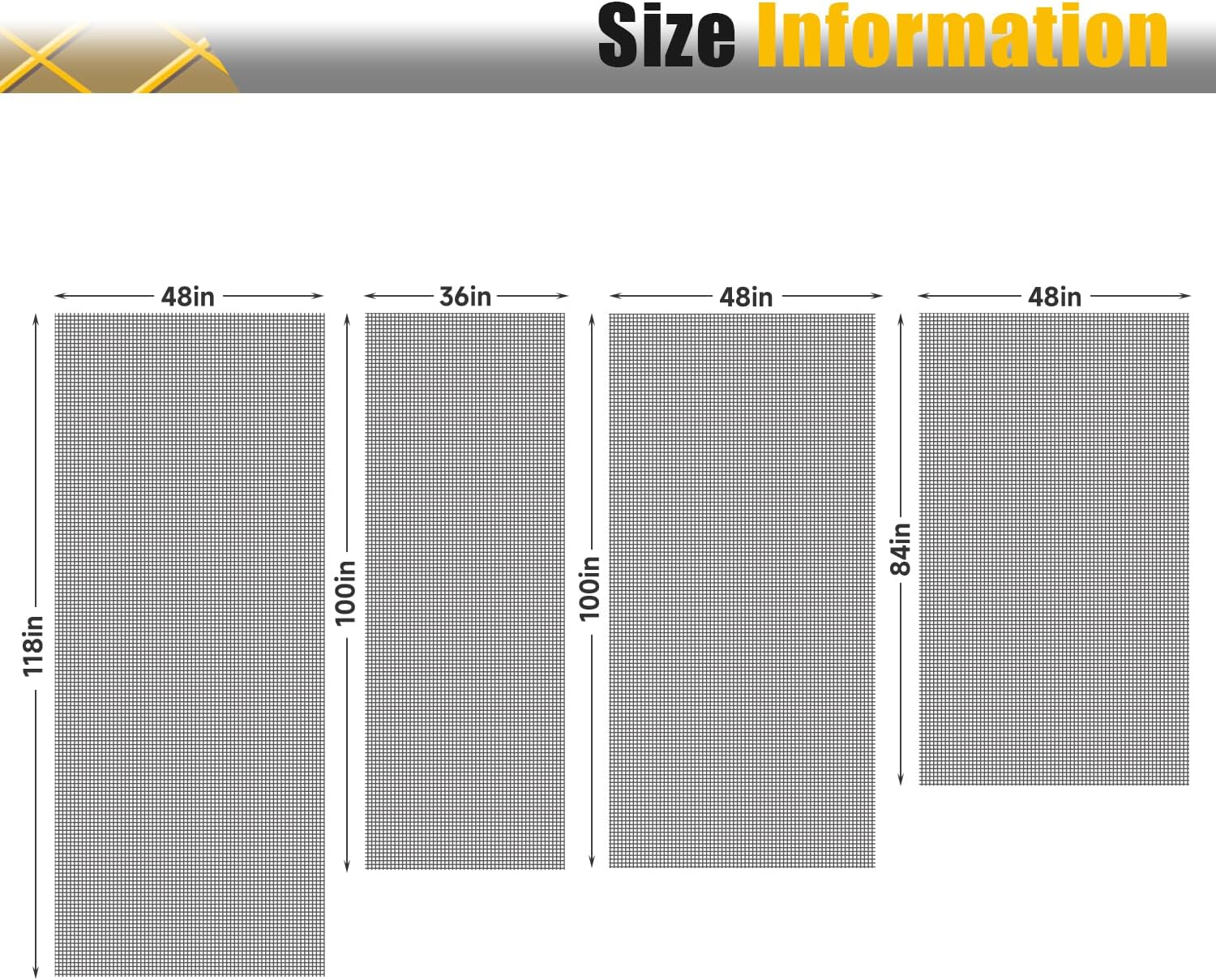 LANDWORLD Kit de reparación de repuesto de malla de ventana personalizada de 48 x 84 pulgadas, malla de fibra de vidrio gruesa y duradera para