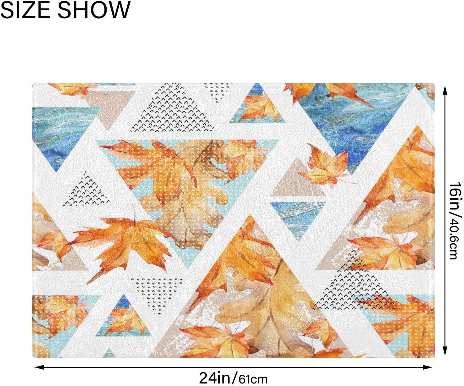 Bathroom Rugs Sets 2 Piece 24×16+24×20 Inch,Soft U-Shaped Contour Toilet Rug Abstract Autumn Geometric Non-Slip Absorbent Bath Floor Mat Carpet Set