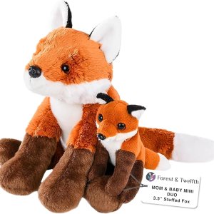 Mini zorros de peluche para mamá y bebé para niños y niñas, decoraciones de safari para baby shower, decoración de guardería, animales de zoológico Mini zorros de peluche para mamá y bebé para niños y niñas, decoraciones de safari para baby shower, decoración de guardería, animales de zoológico