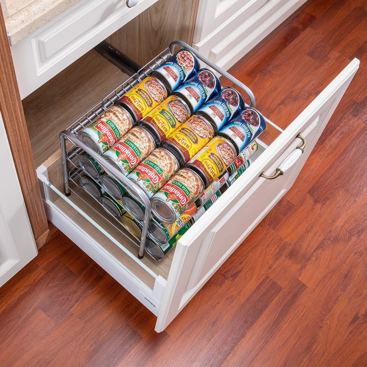 Rice rat Organizador de latas para despensa, dispensador de almacenamiento de latas para alimentos enlatados (3 niveles)