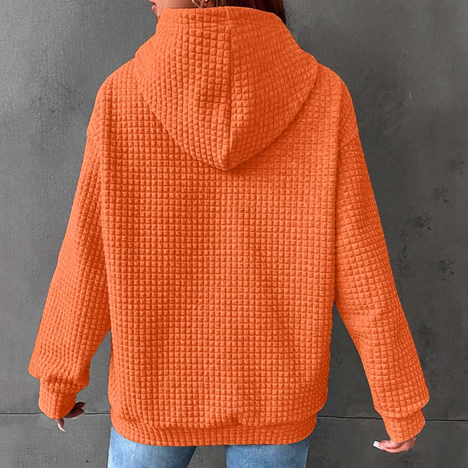 COTECRAM Sudaderas con capucha para mujer, talla grande, de manga larga, con bolsillo, casual, cuello redondo, gráfico, sudaderas, Naranja