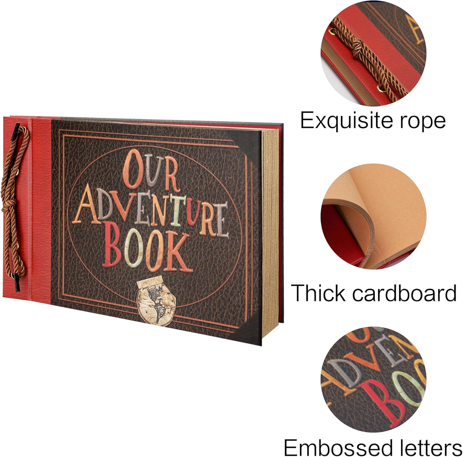 Vienrose Álbum de fotos para álbumes de recortes, nuestro libro de aventuras con tapa dura de cartón rígido álbum de recortes con suministros para