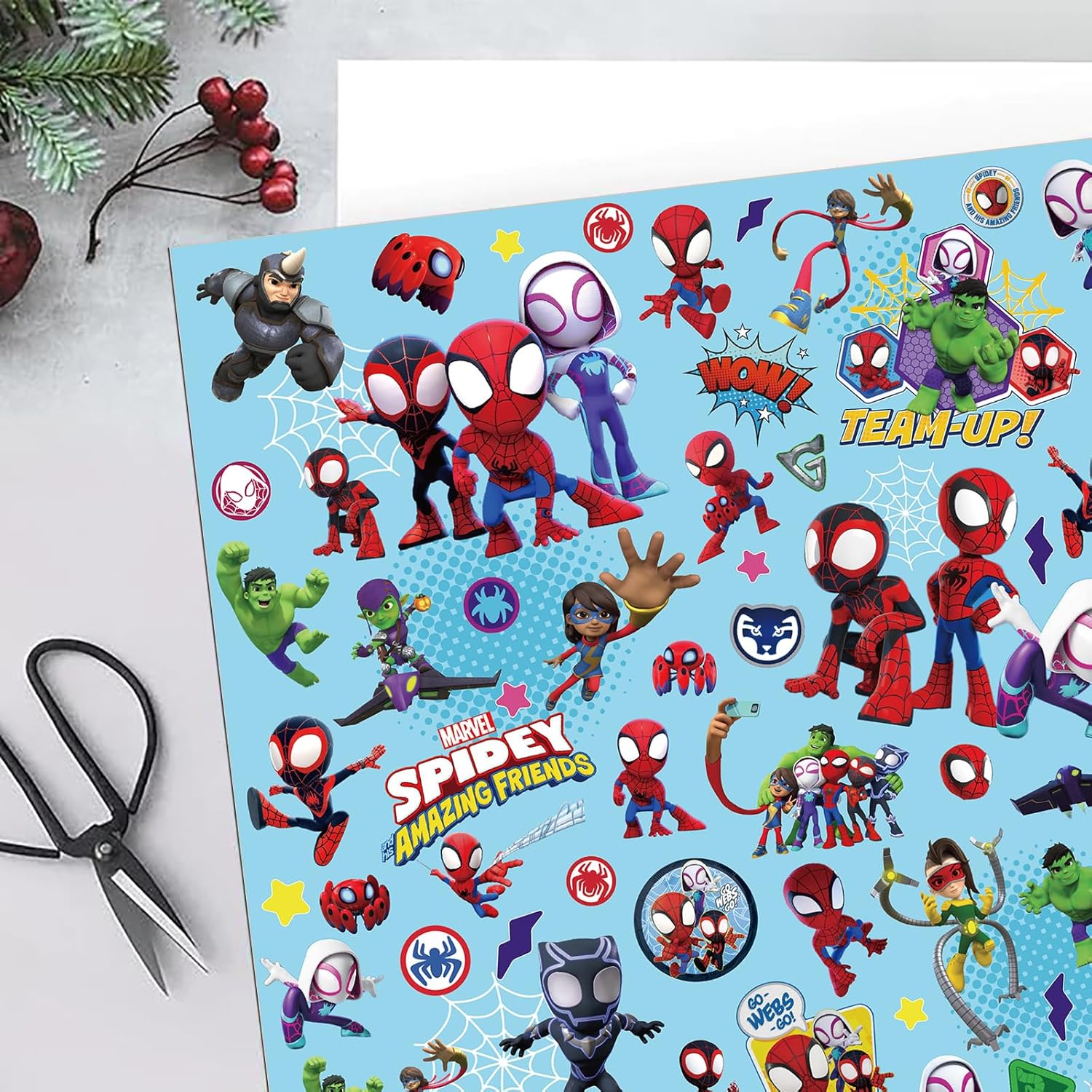 5 piezas de papel de regalo Spidey y sus increíbles amigos, papel de arte a granel plegado plano para baby shower, Spidey y sus increíbles amigos,
