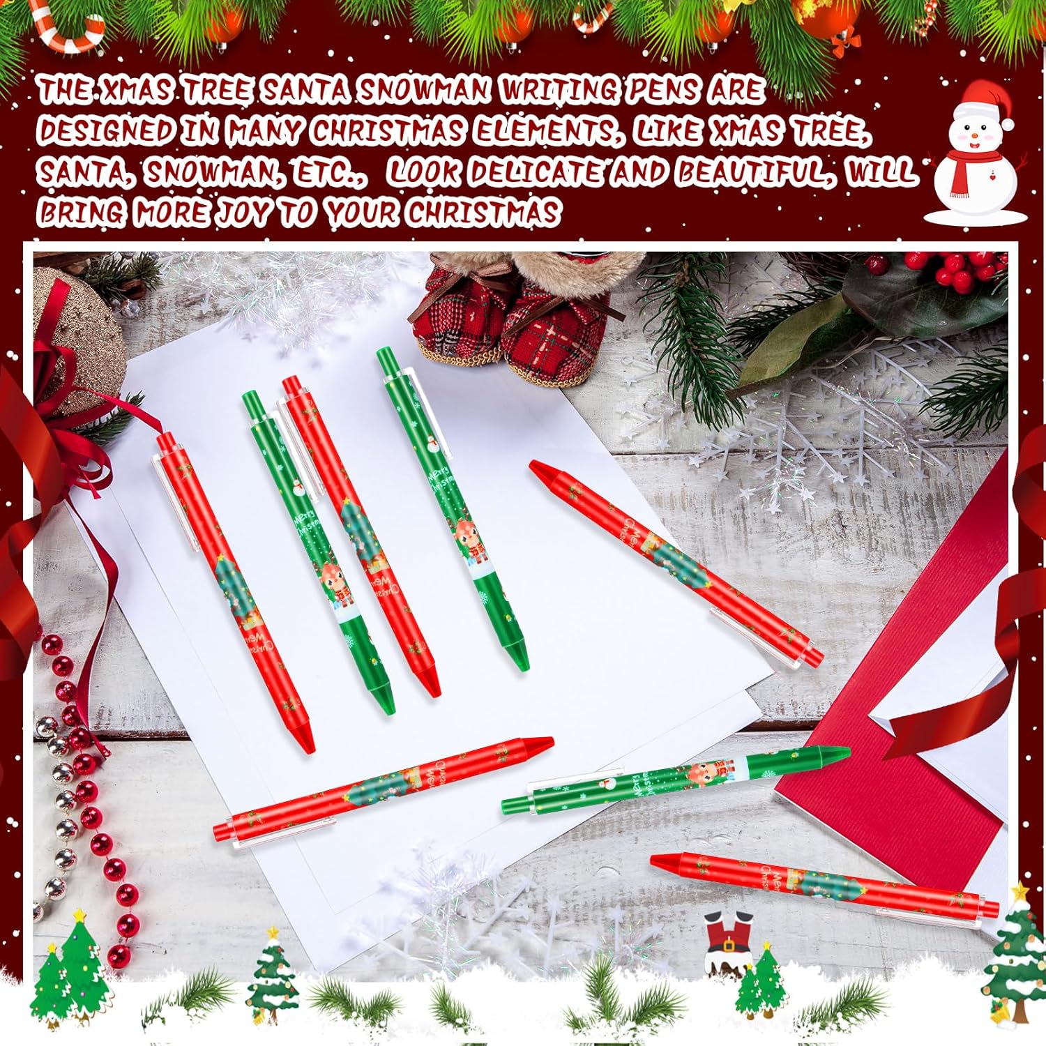 Qilery 100 bolígrafos de Navidad, regalos a granel para compañeros de trabajo, niños y adultos, bolígrafos de tinta de Navidad, regalos de Navidad,