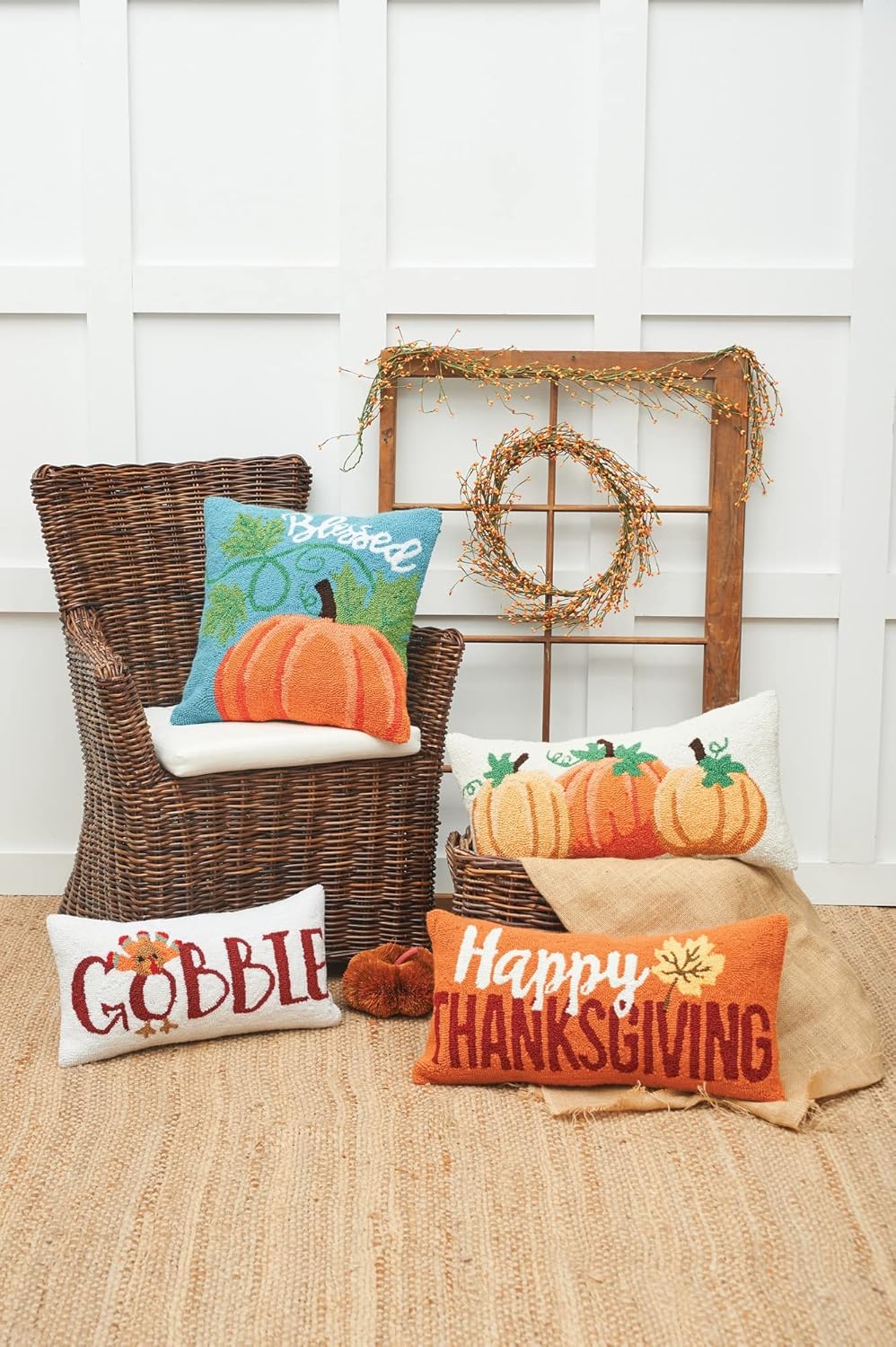C&F Home Blessed Pumpkin – Almohada con gancho (18 x 18 pulgadas), color azul
