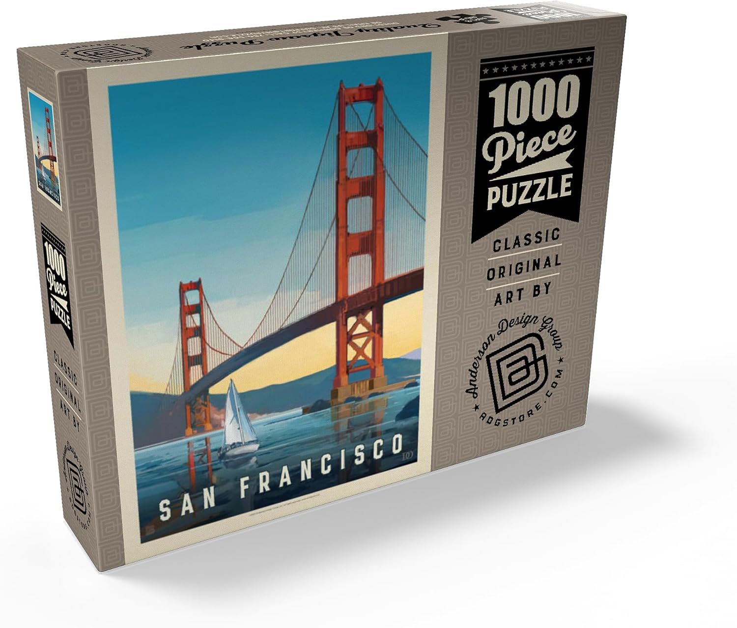 MyPuzzle San Francisco Under The Golden Gate, póster vintage, rompecabezas prémium de 1000 piezas para adultos