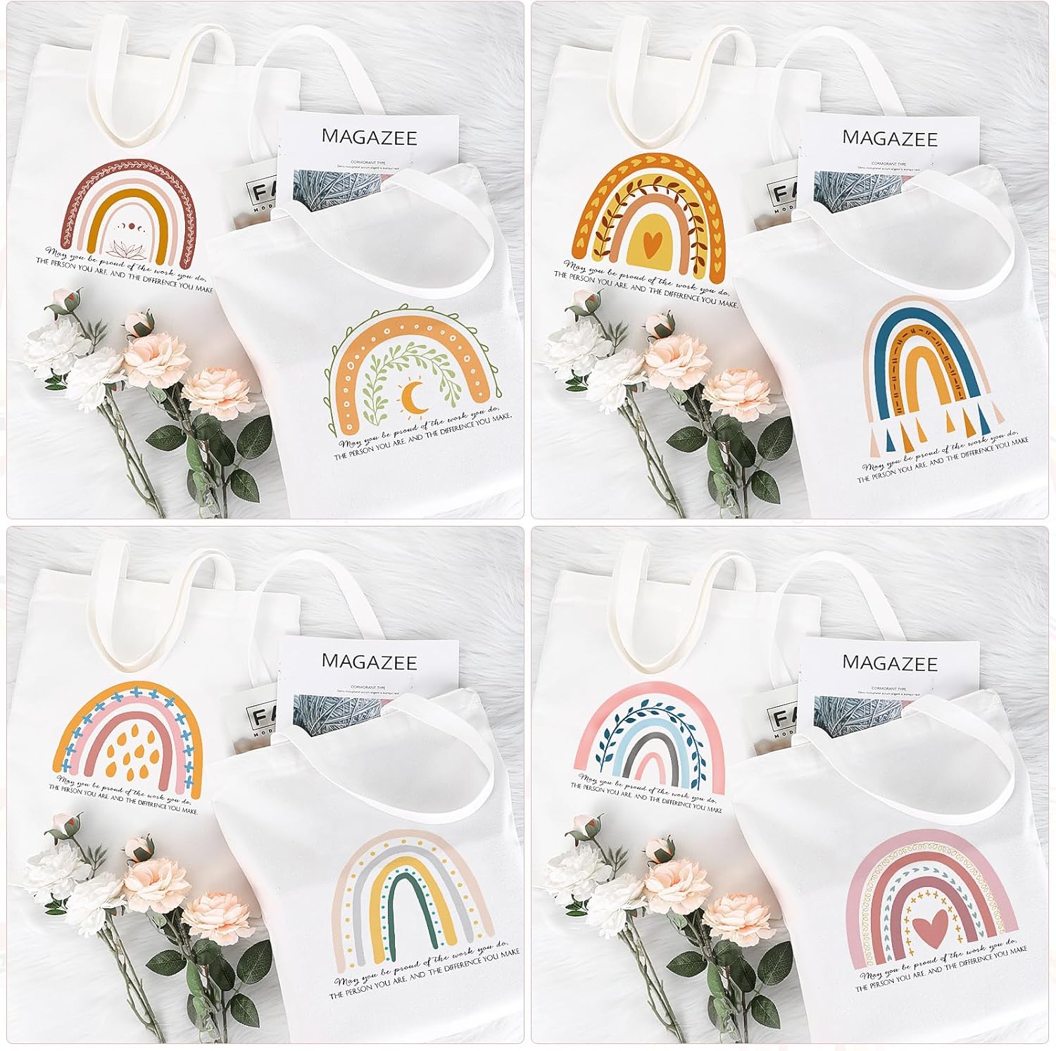 Sadnyy 20 bolsas de lona arcoíris para profesores y empleados, regalo inspirador con cremallera para oficina, escuela
