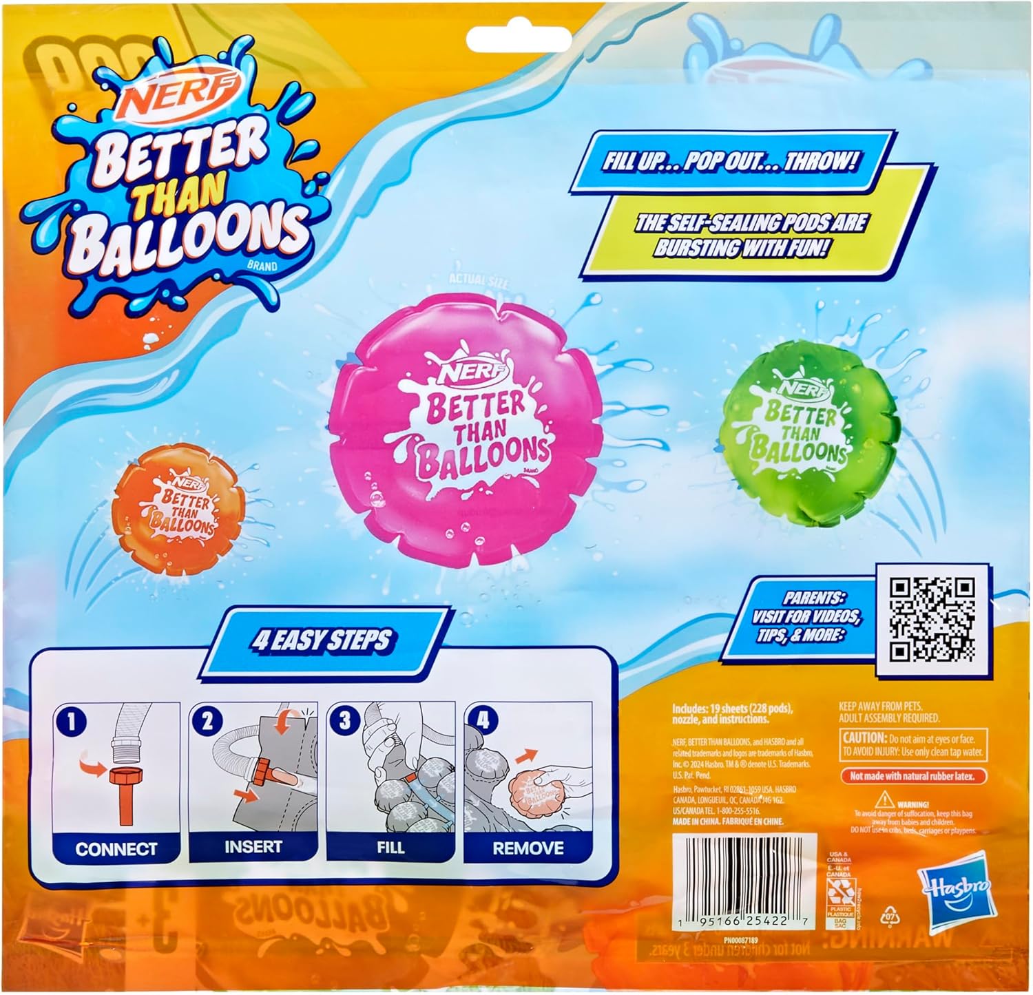 NERF Juguetes de agua Better Than Balloons, 228 cápsulas, fácil de limpiar 1 pieza, muchas formas de jugar, diversión acuática en el patio trasero,