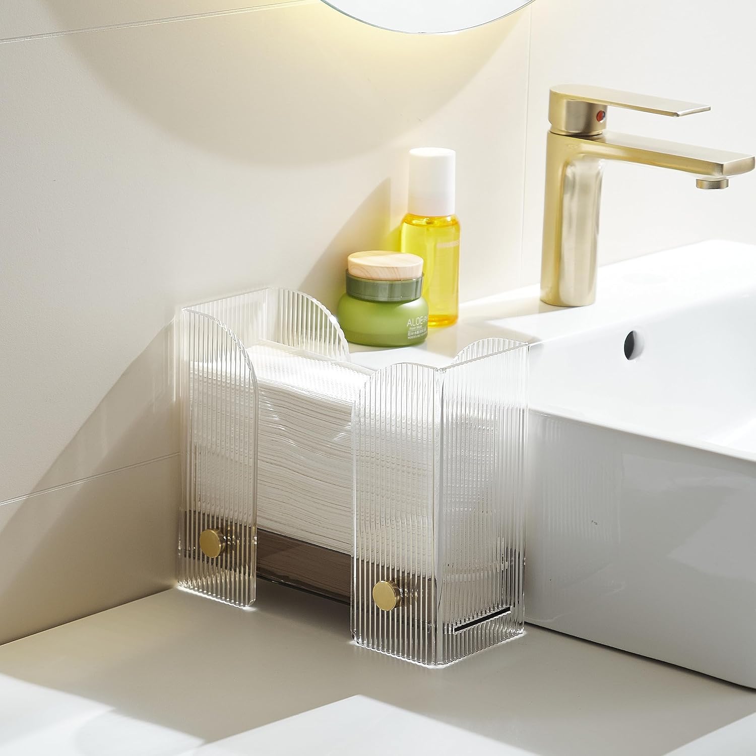 Servilletero acrílico para mesa dispensador de toallas de papel para encimera, soporte de almacenamiento transparente para cocina o baño para uso