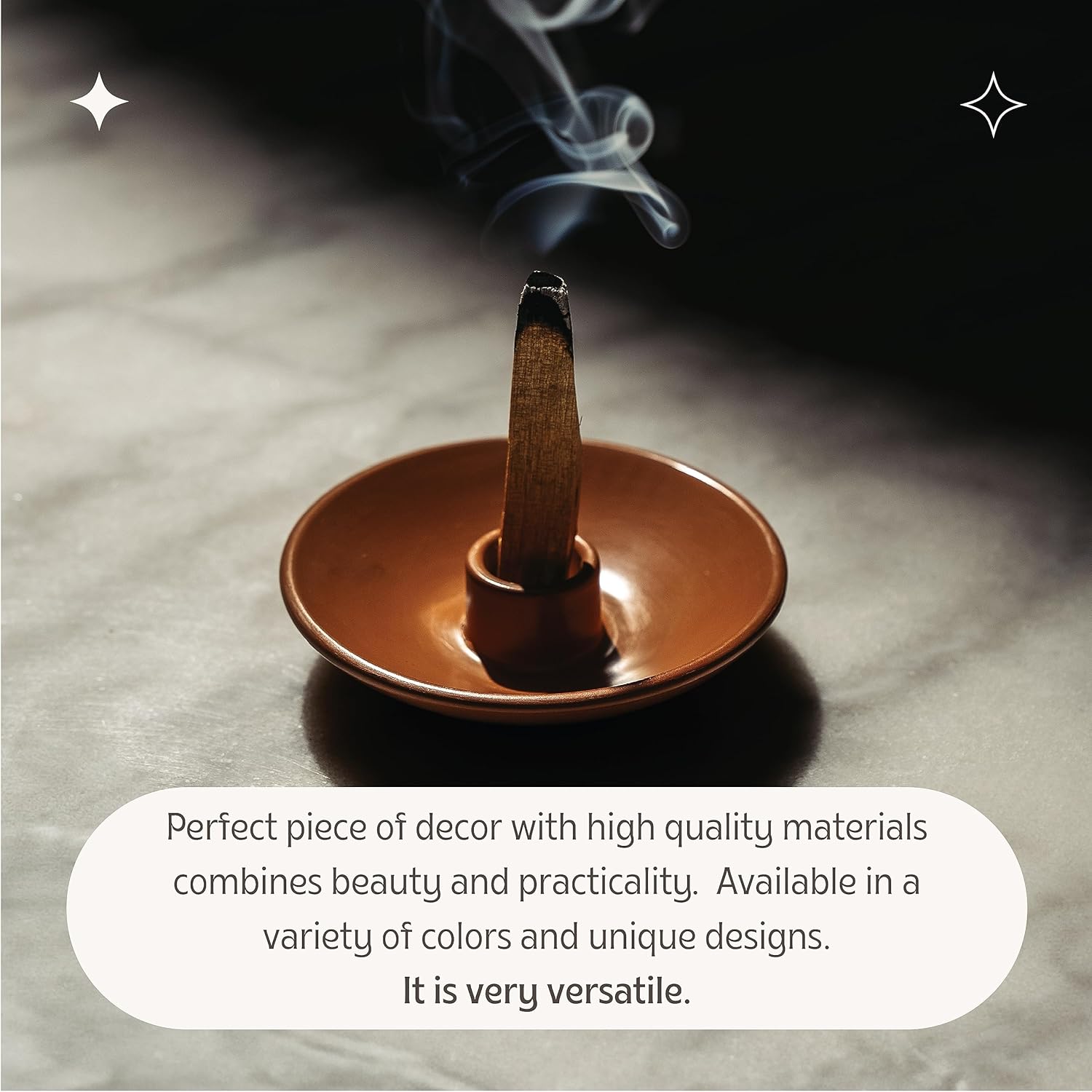 Luna Sundara Auténtico soporte para palitos de Palo Santo de cerámica de Perú y soporte para incienso, incluye 5 palitos de Palo Santo hechos a