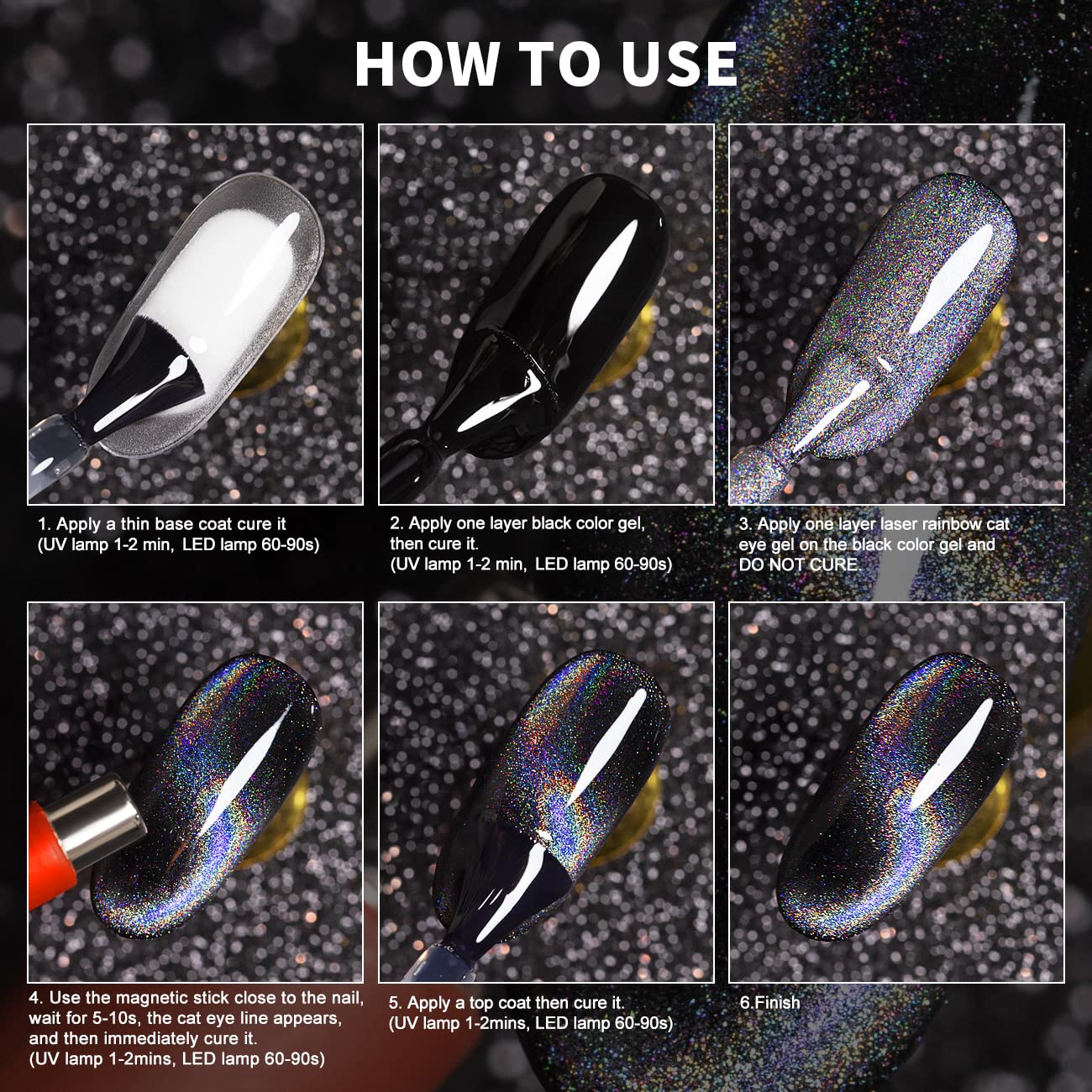 RARJSM Esmalte de uñas de gel de ojo de gato, gel magnético con purpurina de Galaxy Chameleon, color rosa, holográfico, para remojar con LED UV,