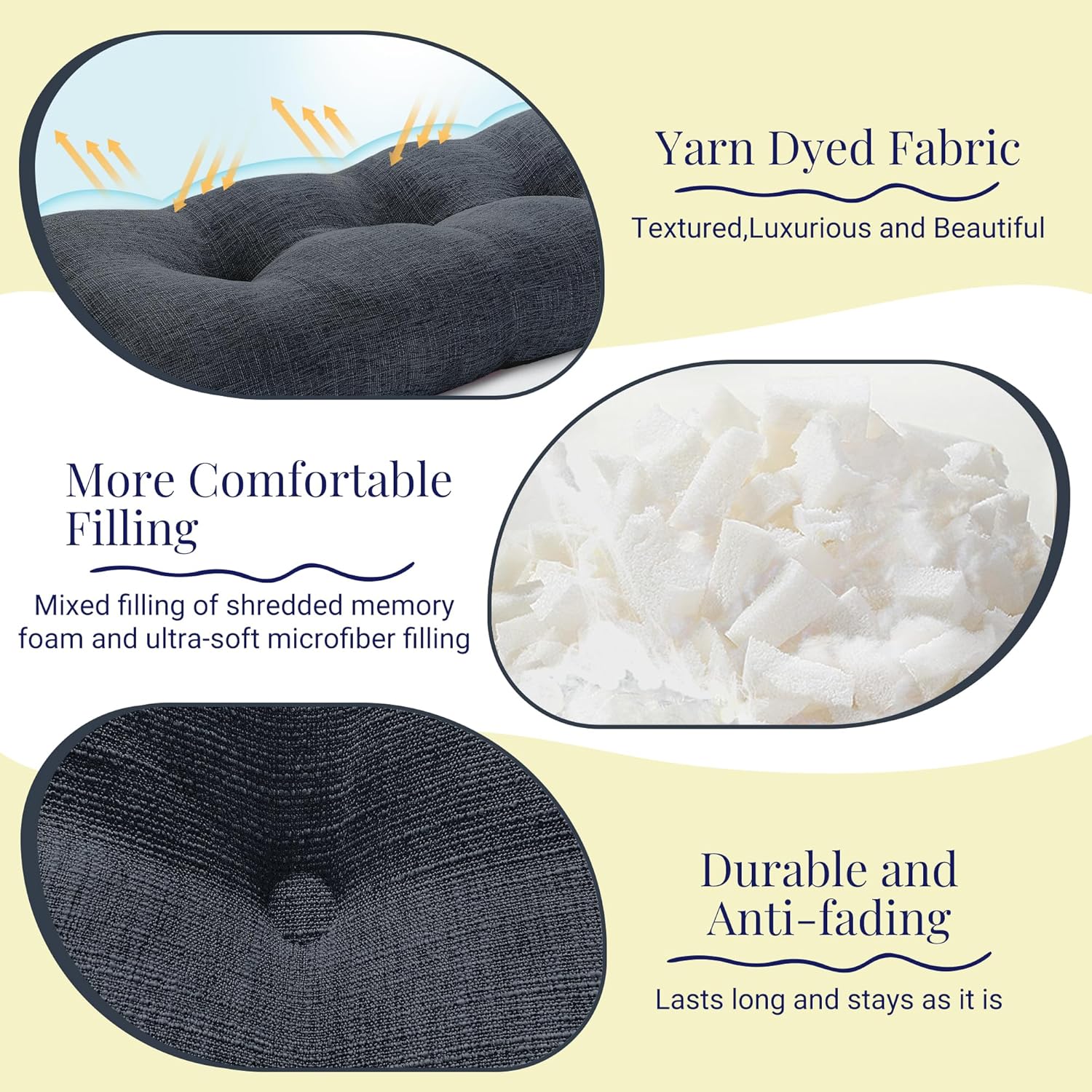 Basic Beyond Cojín de banco para interiores y exteriores, cojines largos de espuma viscoelástica antideslizante para muebles de interior, cojín de