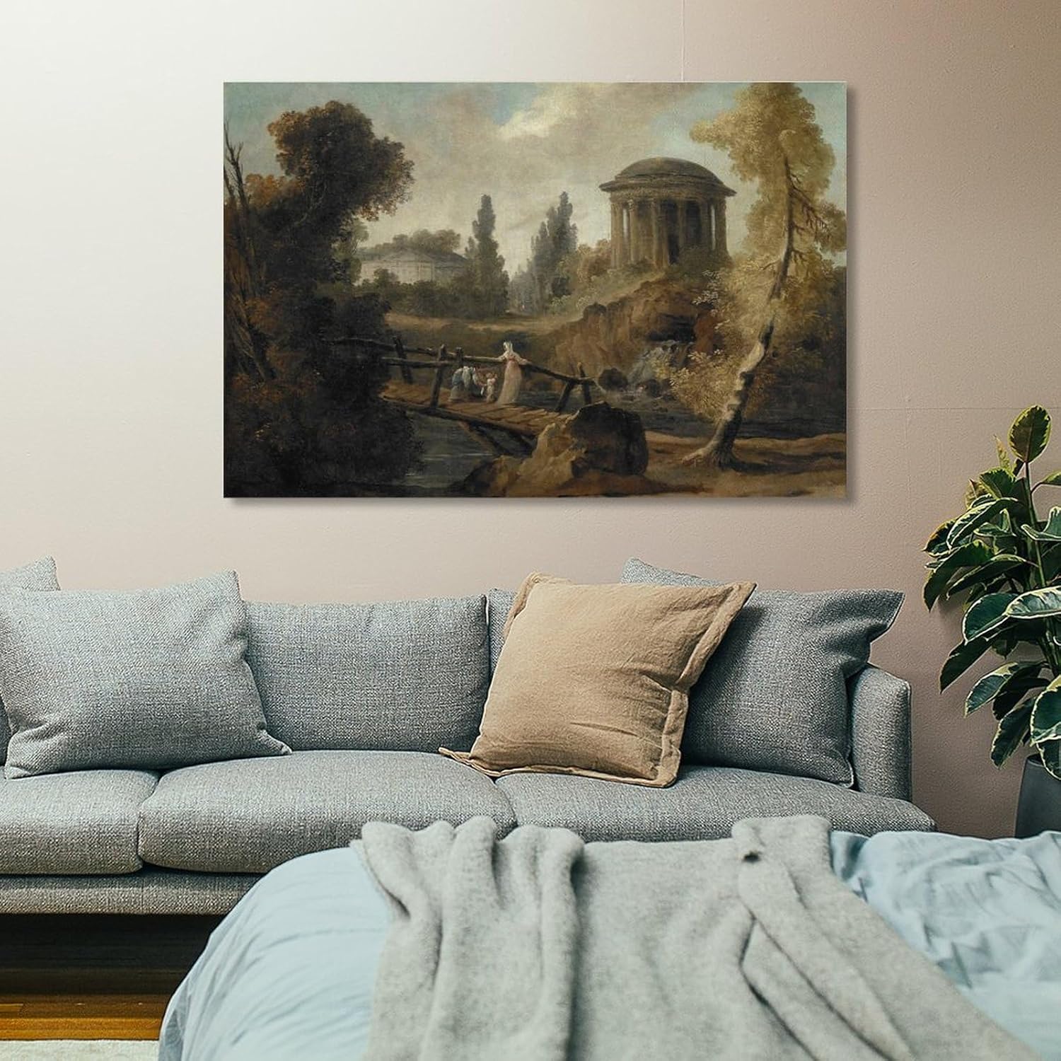 YANMING Póster decorativo decorativo para pared, diseño de Marius Hubert Robert, The Cascades at Tivoli Marius Hubert Robert