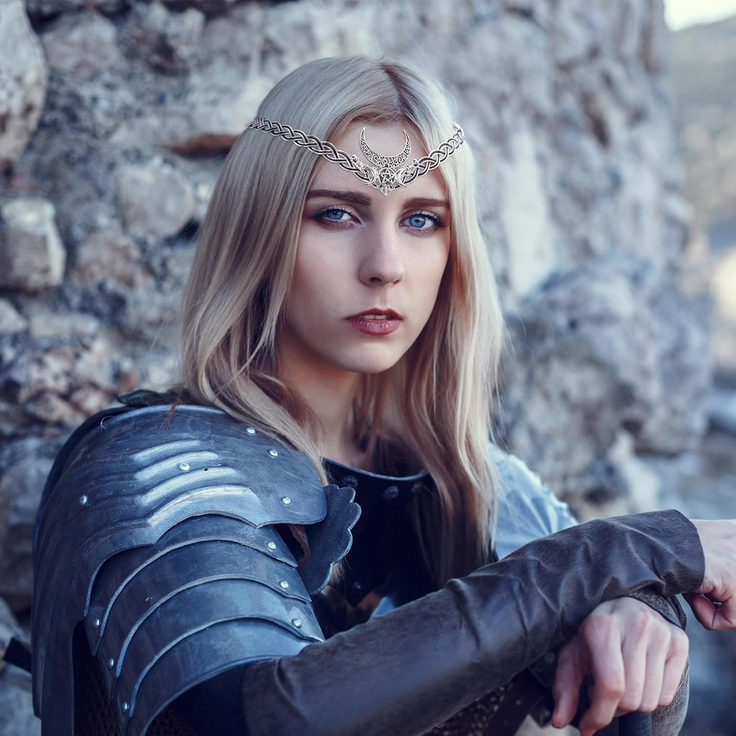 Viking Moon Fairy Circlet – Handmade Braid Fairy Crown for Men Women Halloween Renaissance Medieval Retro Festival Celtic Cosplay Party Costume