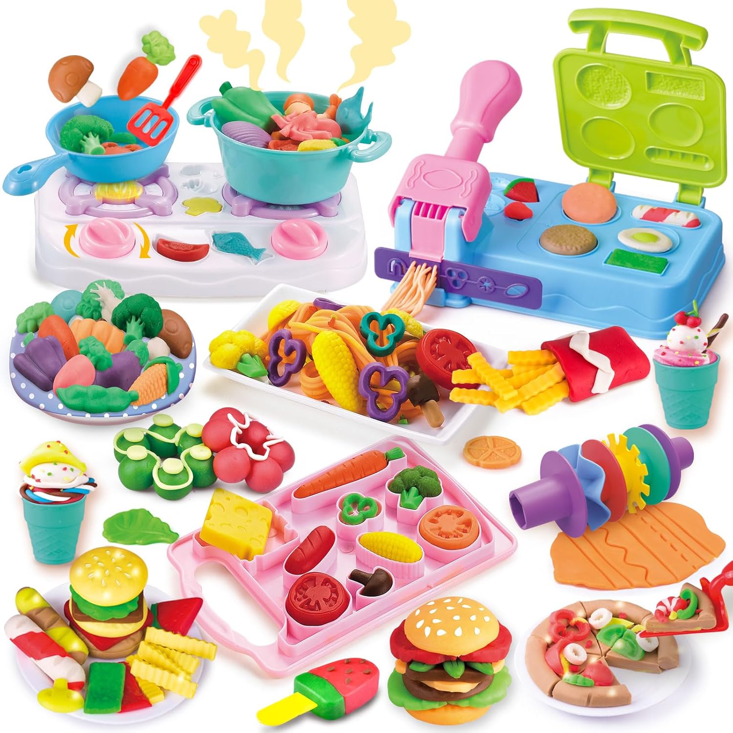 Kitchen Creatiocns Super Chef Suite Playset, juegos de masa para niños de 4 a 8 años, juguete de cocina preescolar, 40 accesorios y herramientas, 5