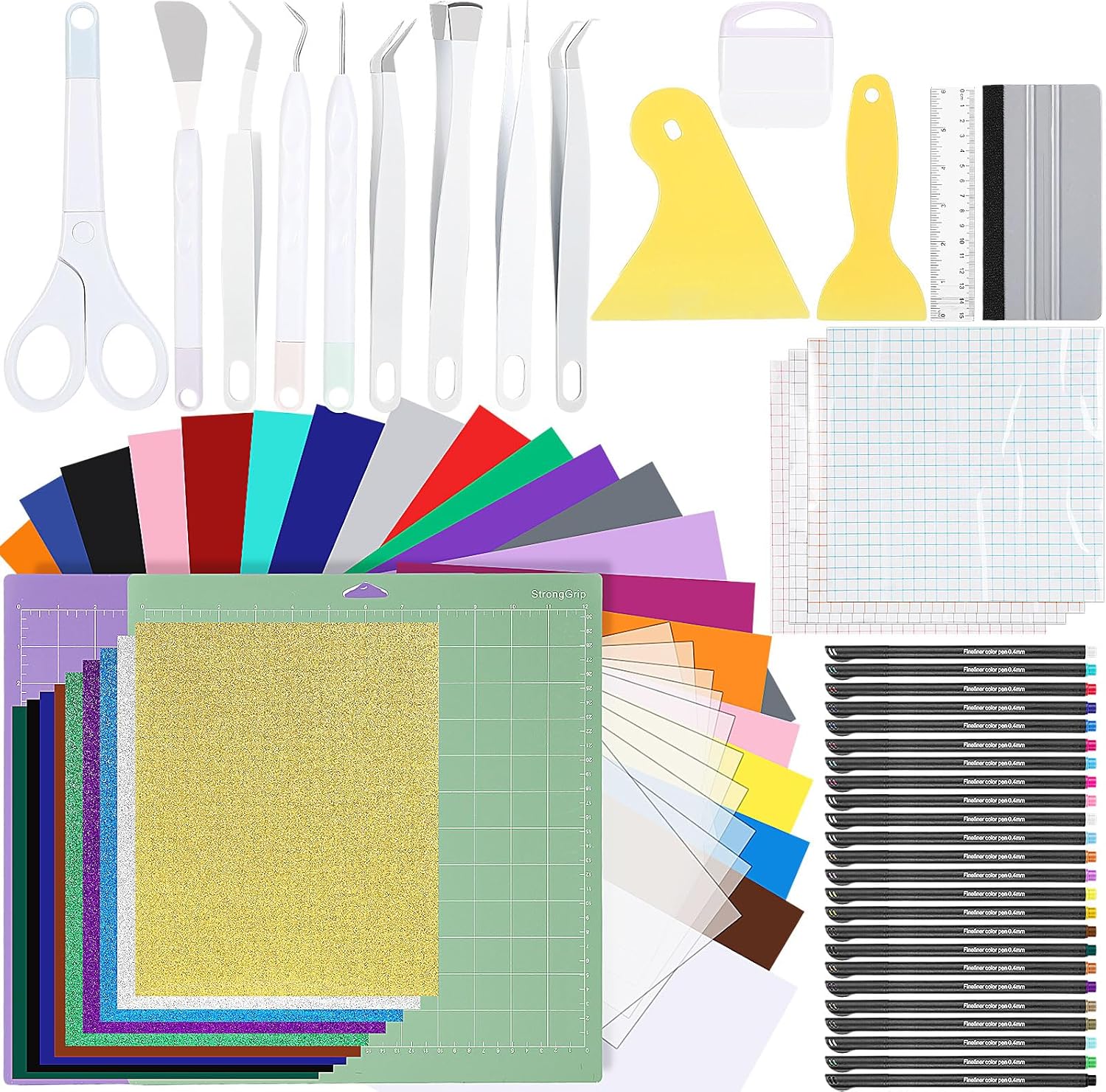 Tenceur Paquete de 93 accesorios compatibles con Cricut Makers MachineExplore Air compatible con Cricut Starter Kit con hojas de vinilo adhesivas,