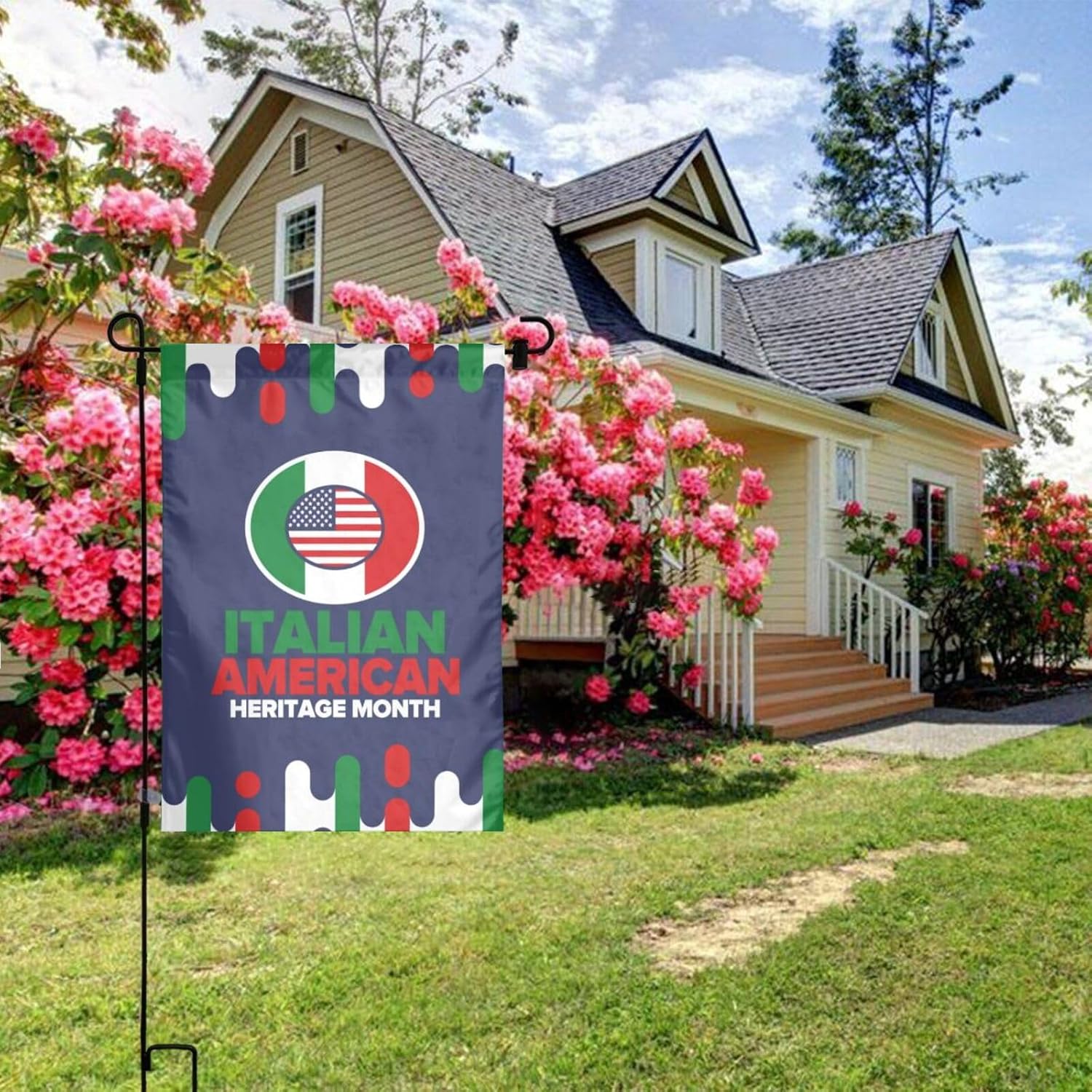 Banderas del mes del patrimonio italiano americano, bandera de jardín de doble cara para decoración al aire libre para casa, boda, vacaciones, 12 x