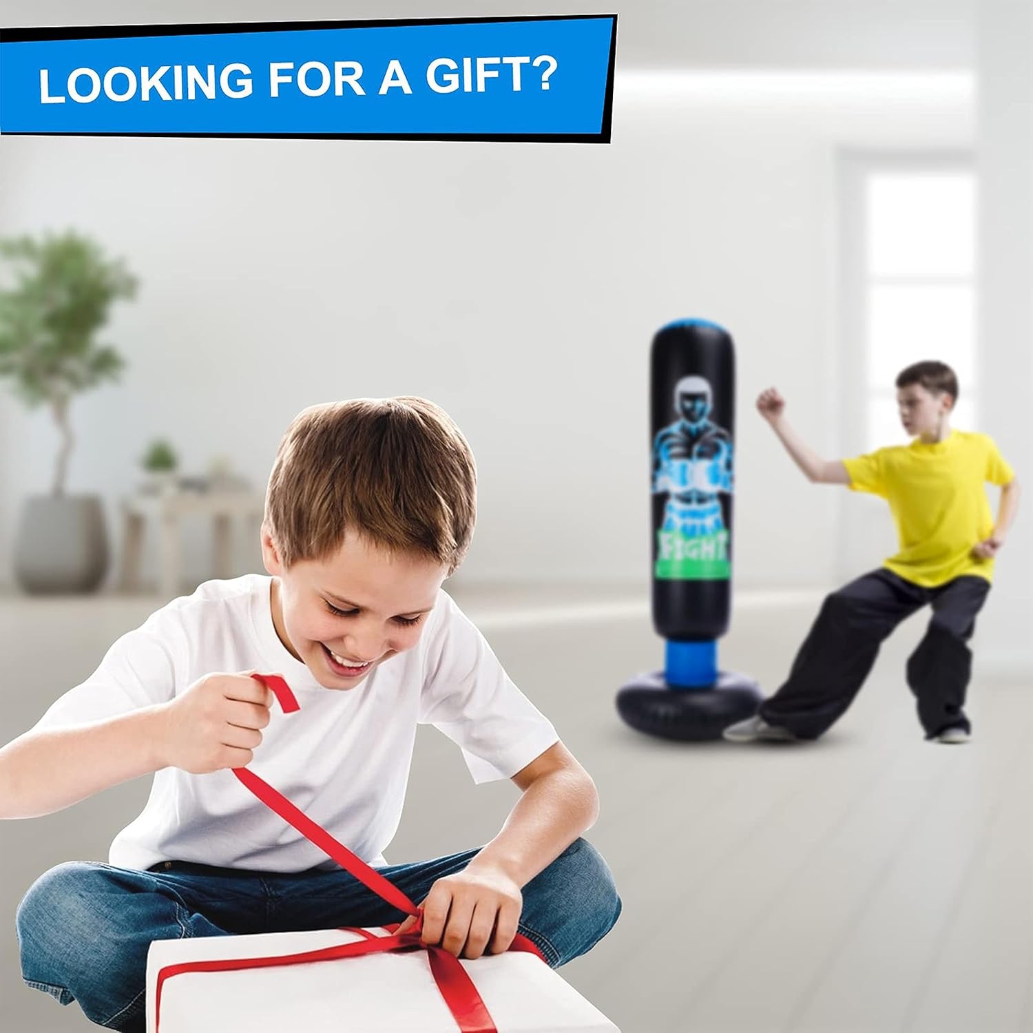 HealSmart Saco de boxeo inflable para niños con soporte de 63 pulgadas con soporte independiente con rebote trasero alto de 63 pulgadas para